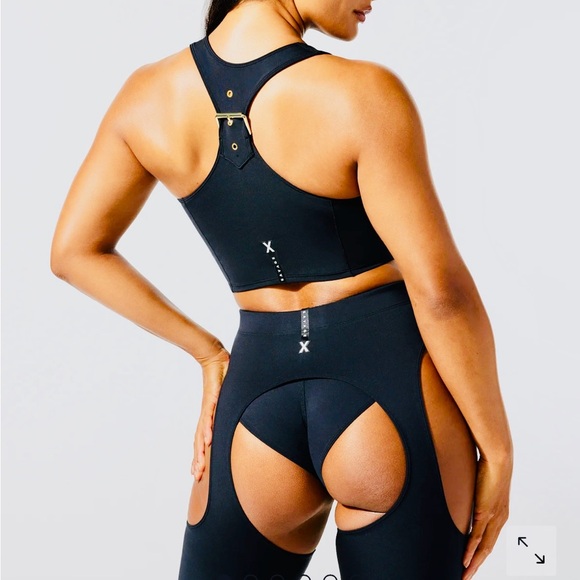 Savage X Fenty Black Caviar Body Flaunt Buckle Garter Legging Set - Picture 1 of 13